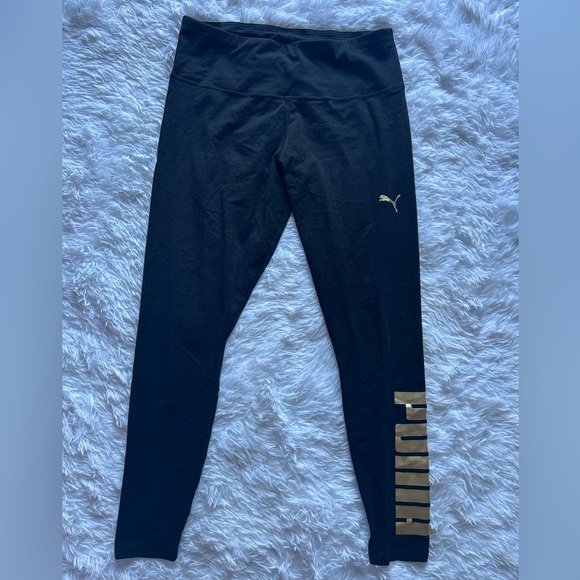 Puma Black & Gold Logo Leggings – Excellent Condition - Picture 3 of 7